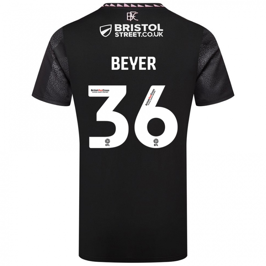 Mujer Camiseta Jordan Beyer #36 Negro 2ª Equipación 2024/25 La Camisa México