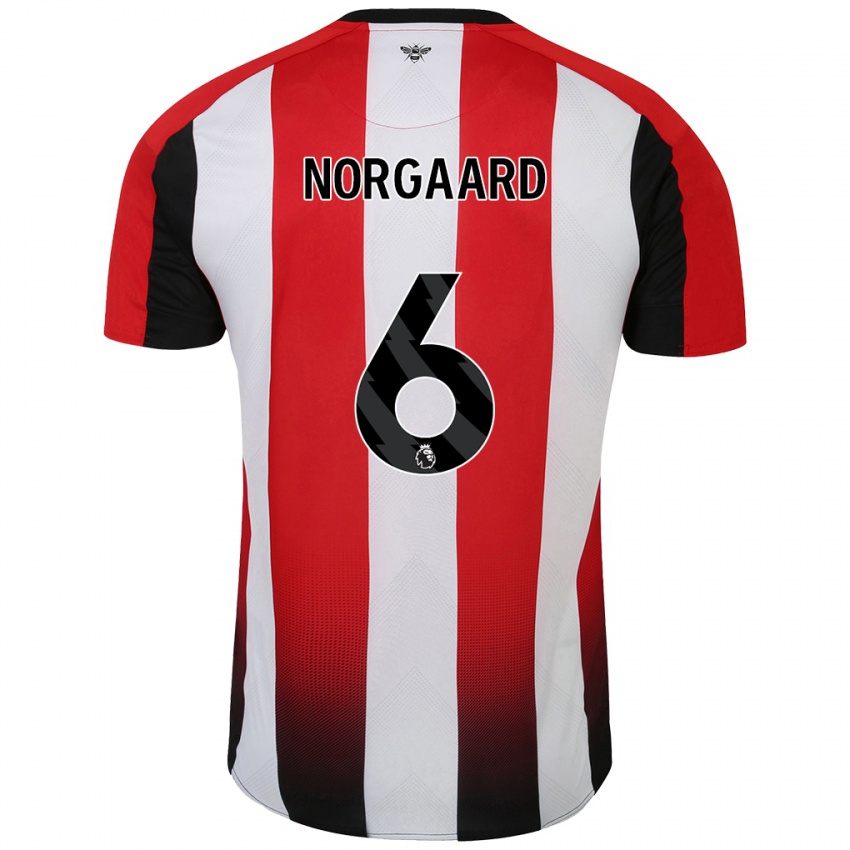 Niño Camiseta Christian Nørgaard #6 Rojo Blanco 1ª Equipación 2024/25 La Camisa México