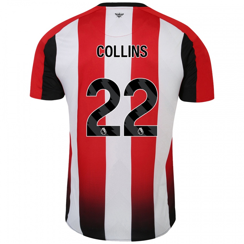 Niño Camiseta Nathan Collins #22 Rojo Blanco 1ª Equipación 2024/25 La Camisa México