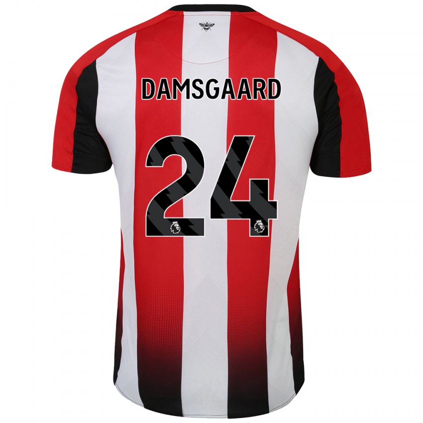 Niño Camiseta Mikkel Damsgaard #24 Rojo Blanco 1ª Equipación 2024/25 La Camisa México