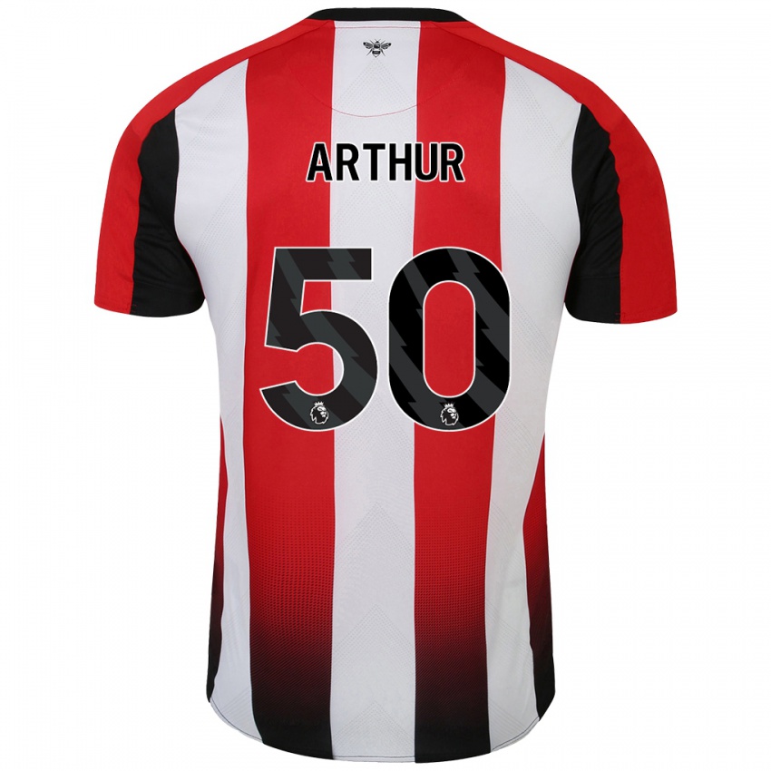 Niño Camiseta Benjamin Arthur #50 Rojo Blanco 1ª Equipación 2024/25 La Camisa México