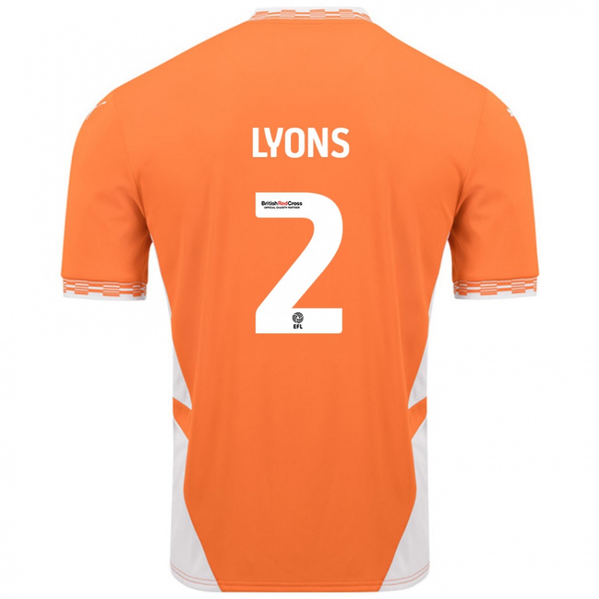 Niño Camiseta Andy Lyons #2 Naranja Blanco 1ª Equipación 2024/25 La Camisa México