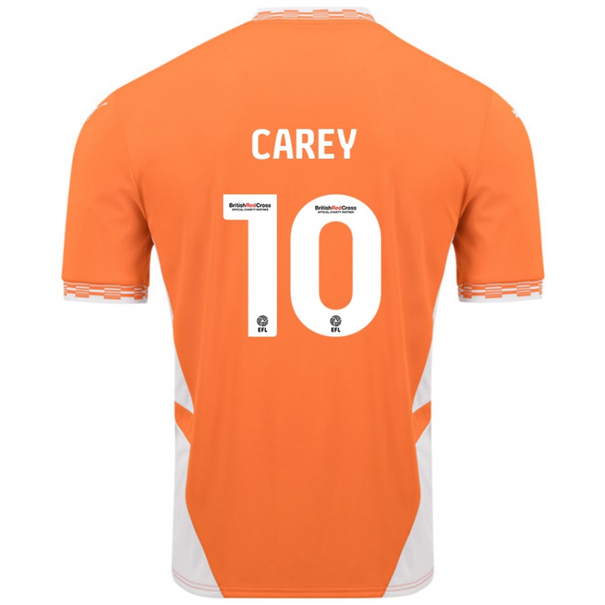 Niño Camiseta Sonny Carey #10 Naranja Blanco 1ª Equipación 2024/25 La Camisa México