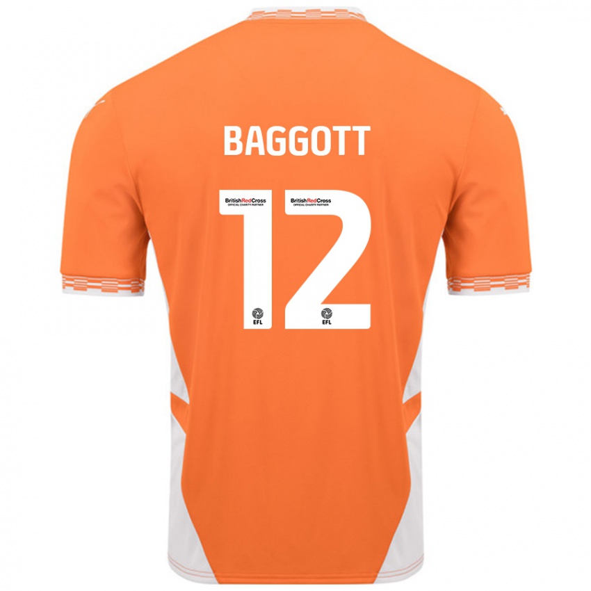 Niño Camiseta Elkan Baggott #12 Naranja Blanco 1ª Equipación 2024/25 La Camisa México