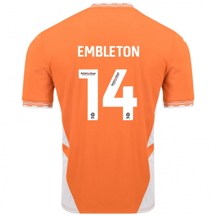 Niño Camiseta Elliot Embleton #14 Naranja Blanco 1ª Equipación 2024/25 La Camisa México