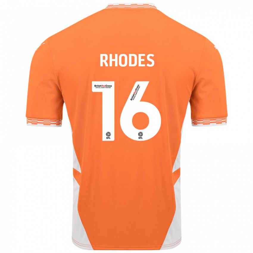 Niño Camiseta Jordan Rhodes #16 Naranja Blanco 1ª Equipación 2024/25 La Camisa México