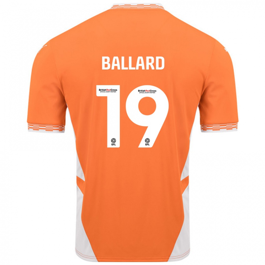 Niño Camiseta Dom Ballard #19 Naranja Blanco 1ª Equipación 2024/25 La Camisa México