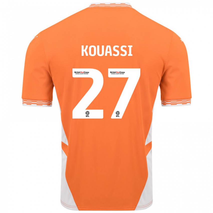 Niño Camiseta Kylian Kouassi #27 Naranja Blanco 1ª Equipación 2024/25 La Camisa México