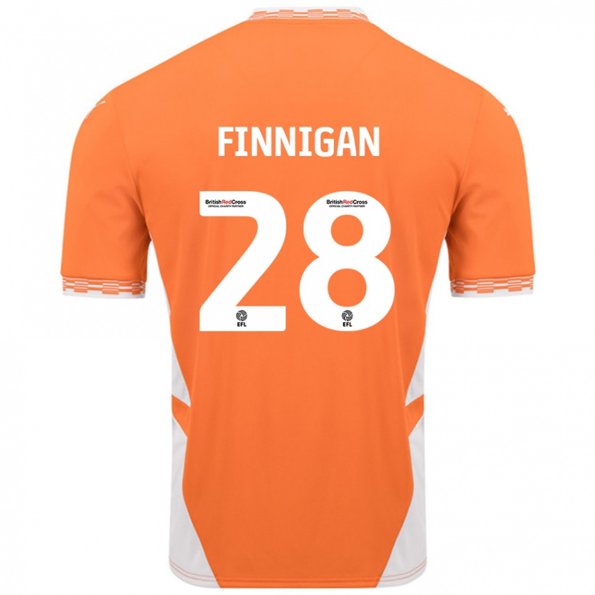 Niño Camiseta Ryan Finnigan #28 Naranja Blanco 1ª Equipación 2024/25 La Camisa México