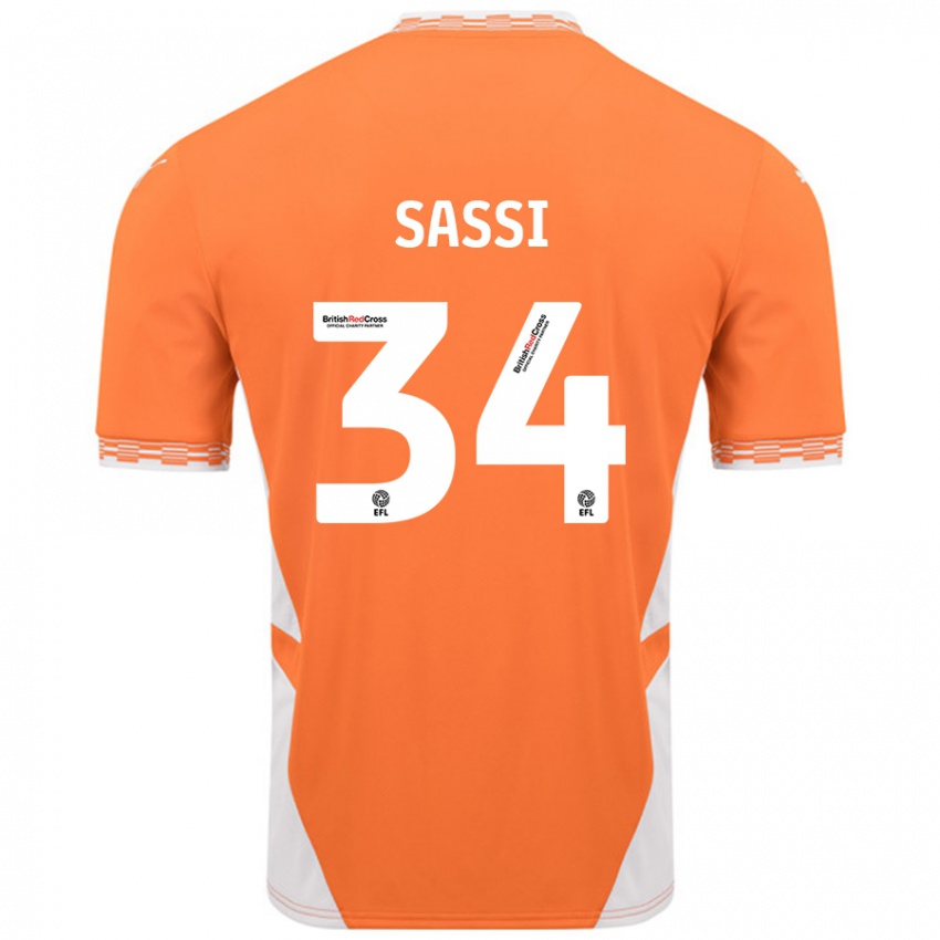 Niño Camiseta Dan Sassi #34 Naranja Blanco 1ª Equipación 2024/25 La Camisa México