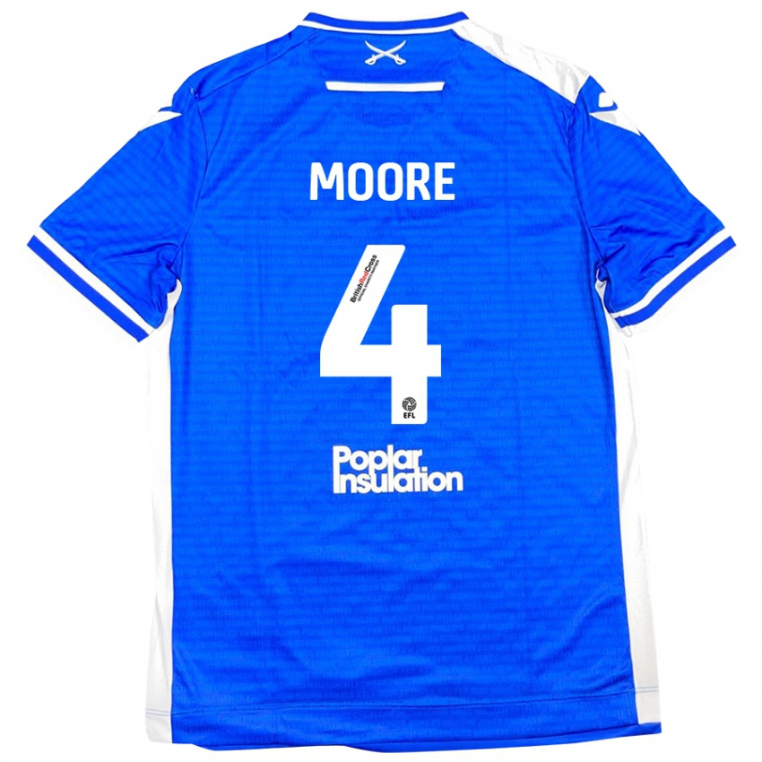 Niño Camiseta Taylor Moore #4 Azul Blanco 1ª Equipación 2024/25 La Camisa México