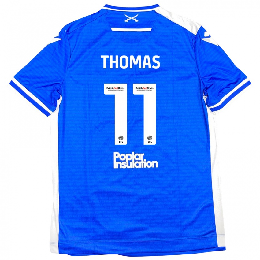 Niño Camiseta Luke Thomas #11 Azul Blanco 1ª Equipación 2024/25 La Camisa México