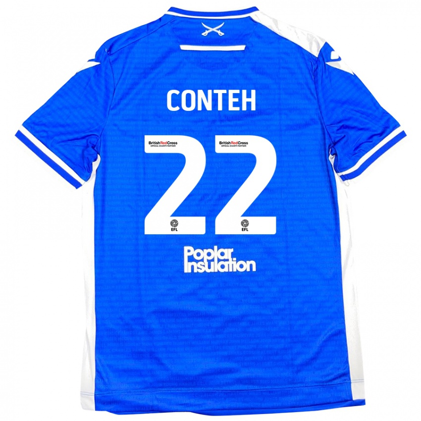 Niño Camiseta Kamil Conteh #22 Azul Blanco 1ª Equipación 2024/25 La Camisa México