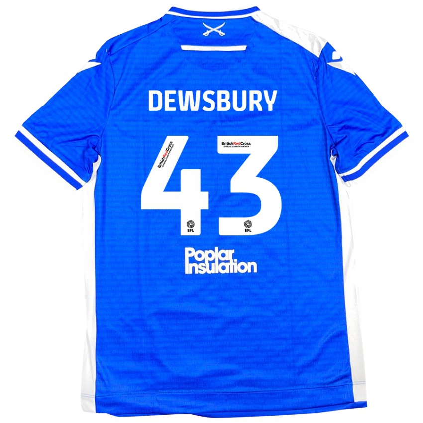 Niño Camiseta Ollie Dewsbury #43 Azul Blanco 1ª Equipación 2024/25 La Camisa México