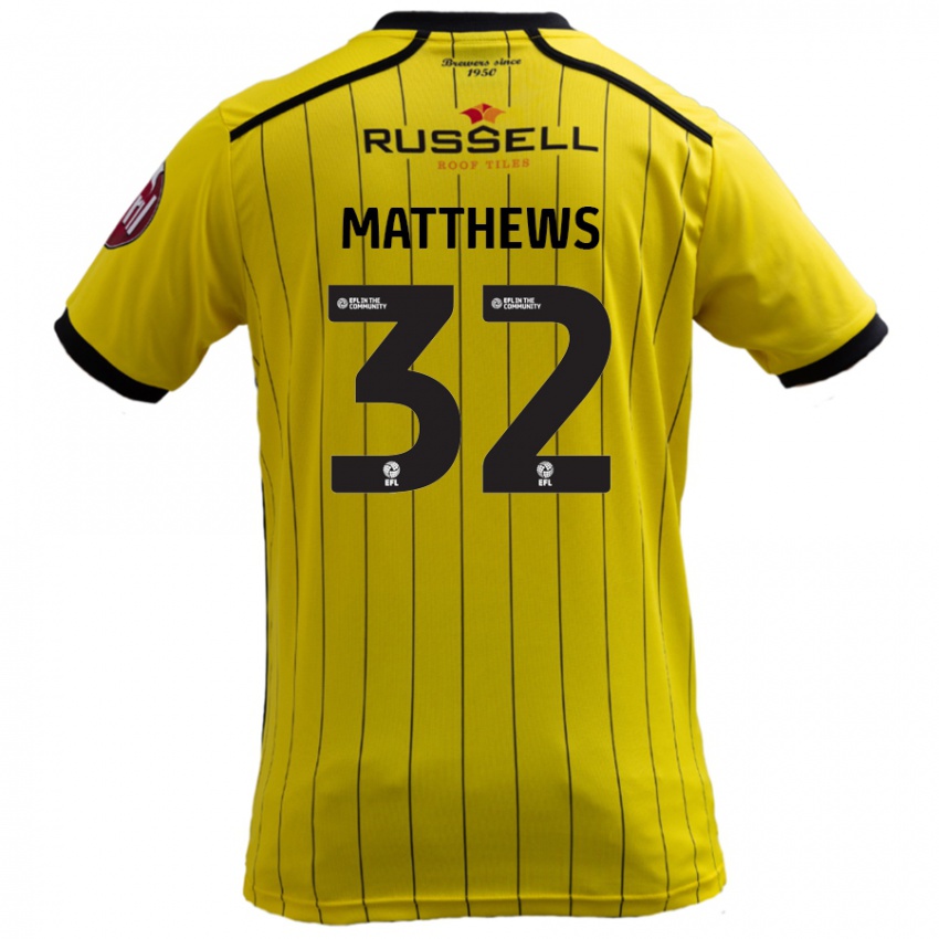 Niño Camiseta Daniel Matthews #32 Amarillo 1ª Equipación 2024/25 La Camisa México