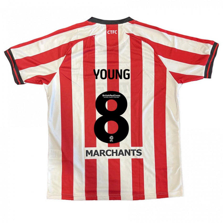 Niño Camiseta Luke Young #8 Rojo Blanco 1ª Equipación 2024/25 La Camisa México