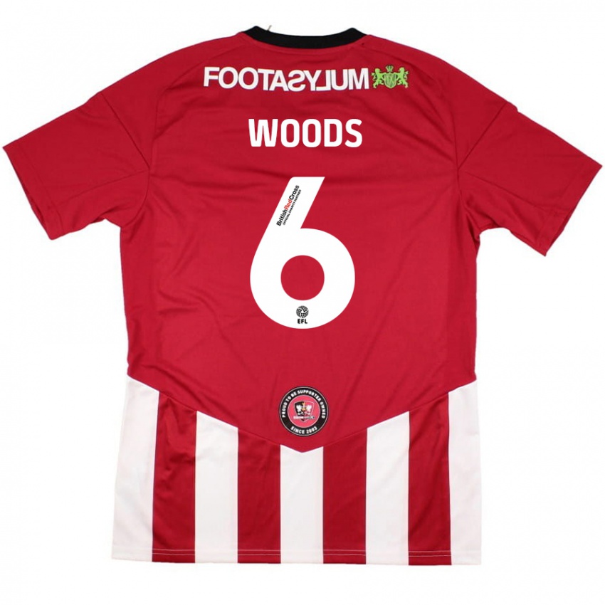 Niño Camiseta Ryan Woods #6 Rojo Blanco 1ª Equipación 2024/25 La Camisa México