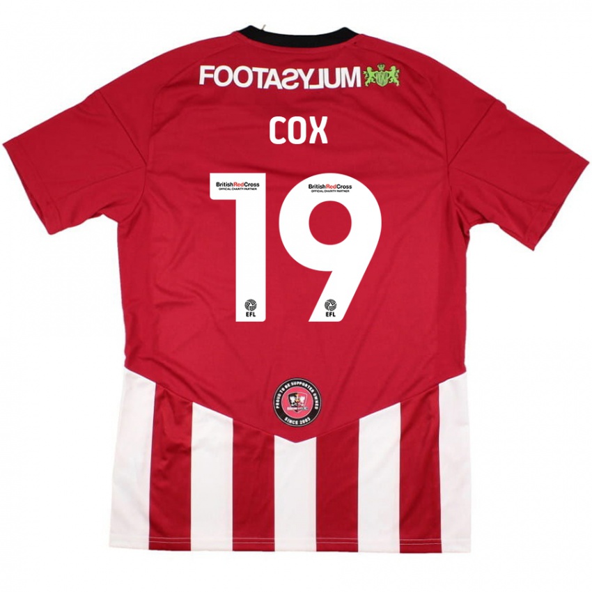 Niño Camiseta Sonny Cox #19 Rojo Blanco 1ª Equipación 2024/25 La Camisa México