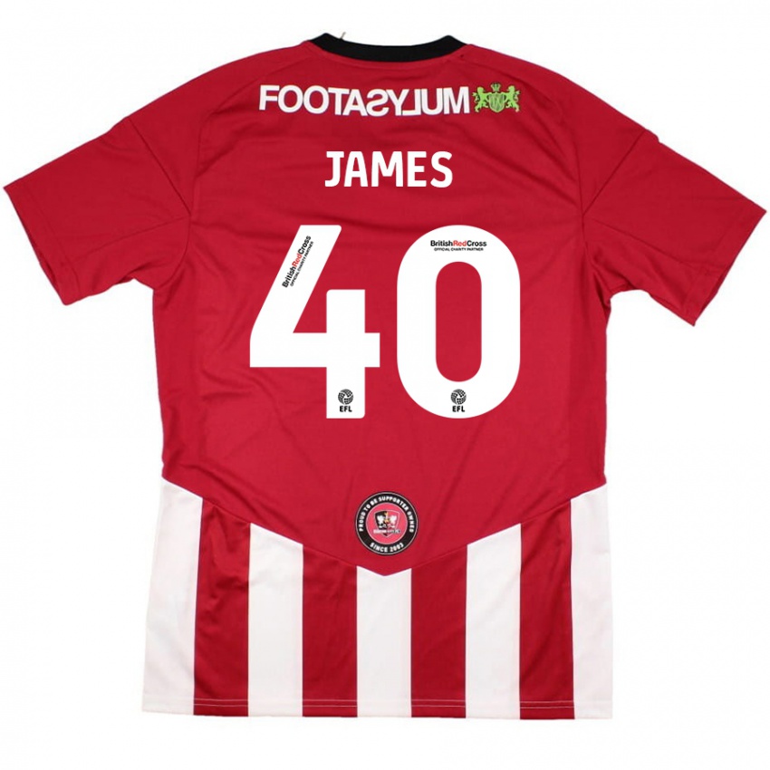 Niño Camiseta Ed James #40 Rojo Blanco 1ª Equipación 2024/25 La Camisa México