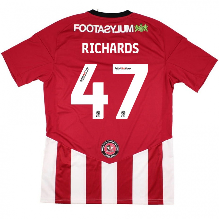 Niño Camiseta Jake Richards #47 Rojo Blanco 1ª Equipación 2024/25 La Camisa México