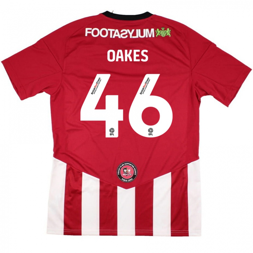 Niño Camiseta Liam Oakes #46 Rojo Blanco 1ª Equipación 2024/25 La Camisa México