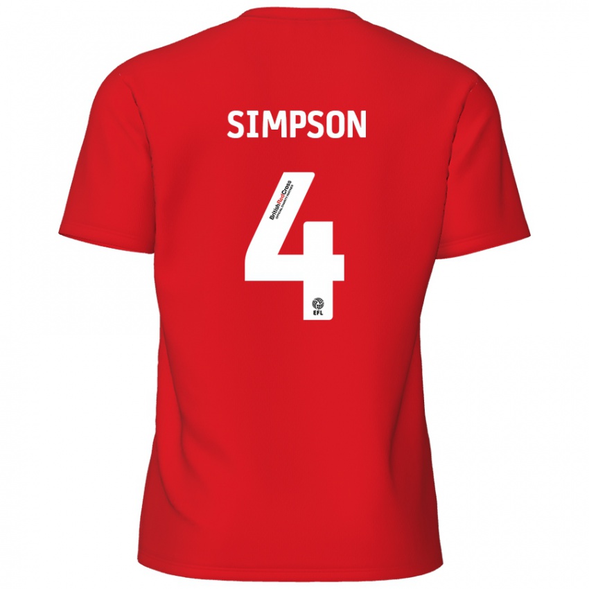 Niño Camiseta Jack Simpson #4 Rojo 1ª Equipación 2024/25 La Camisa México