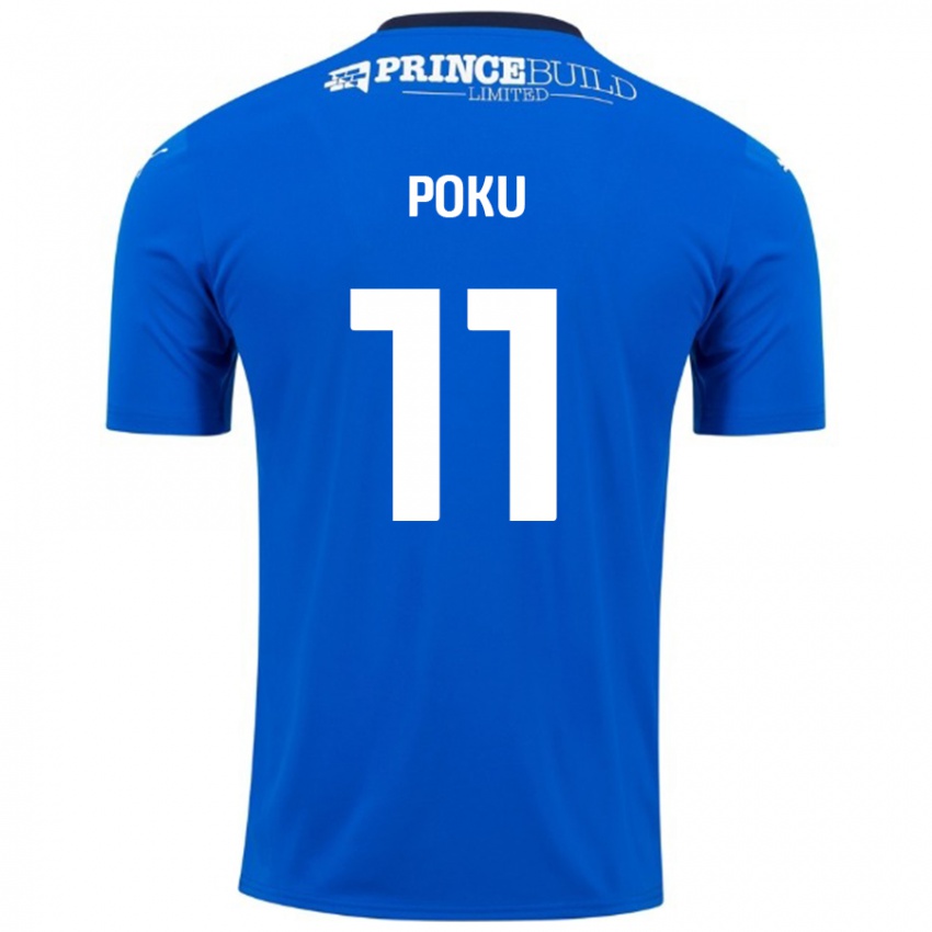 Niño Camiseta Kwame Poku #11 Azul Blanco 1ª Equipación 2024/25 La Camisa México