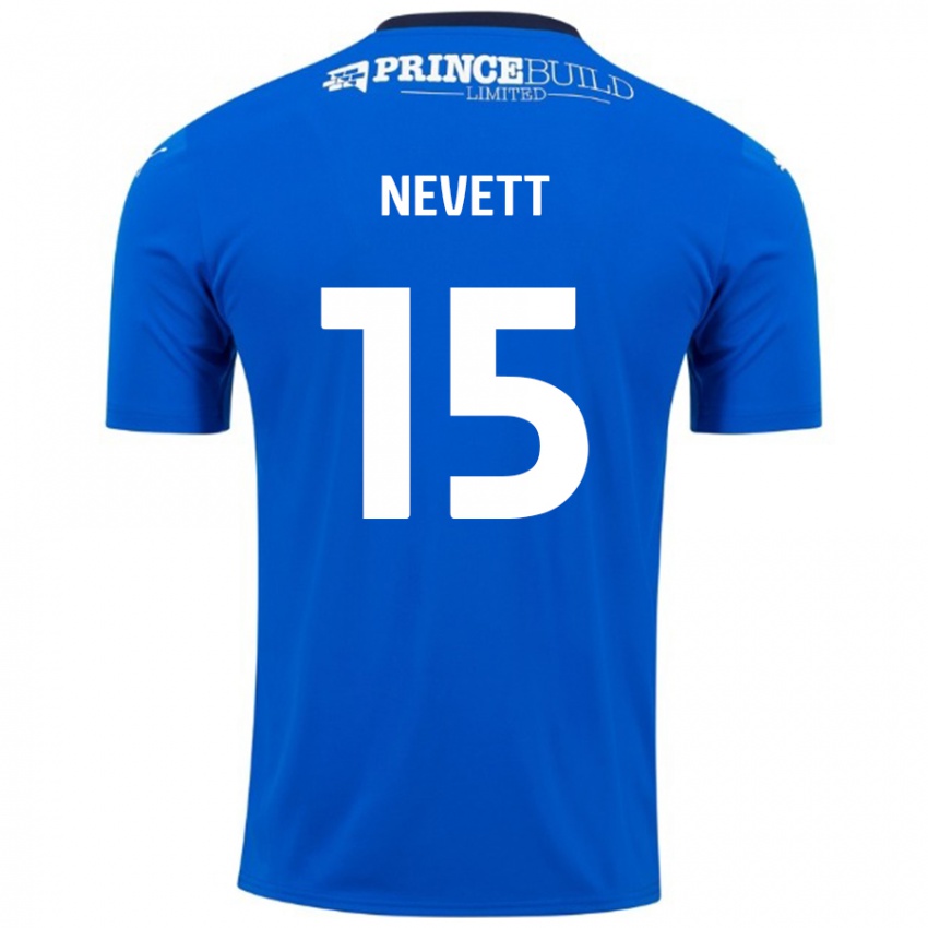 Niño Camiseta George Nevett #15 Azul Blanco 1ª Equipación 2024/25 La Camisa México