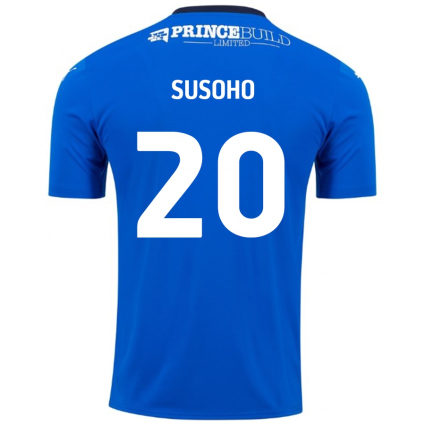 Niño Camiseta Mahamadou Susoho #20 Azul Blanco 1ª Equipación 2024/25 La Camisa México