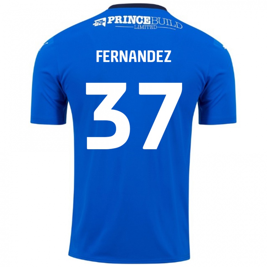 Niño Camiseta Emmanuel Fernandez #37 Azul Blanco 1ª Equipación 2024/25 La Camisa México