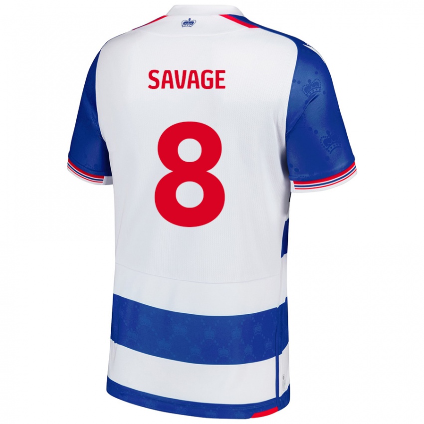 Niño Camiseta Charlie Savage #8 Azul Blanco 1ª Equipación 2024/25 La Camisa México