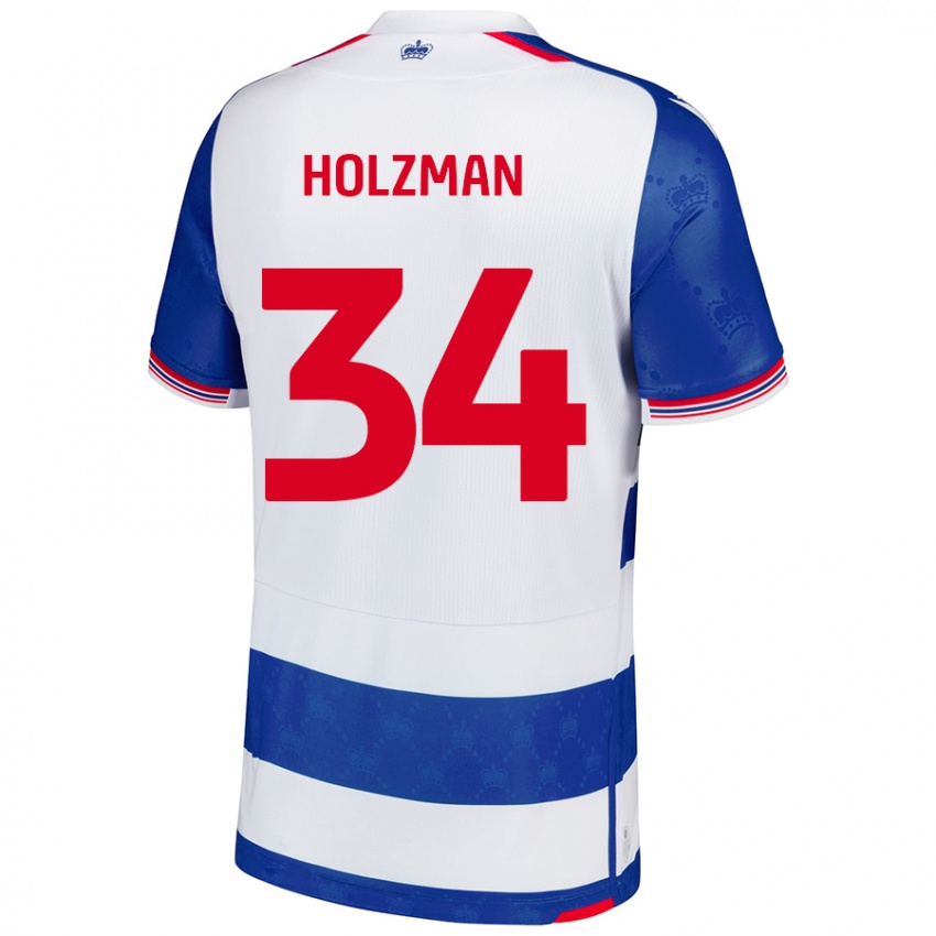 Niño Camiseta Louie Holzman #34 Azul Blanco 1ª Equipación 2024/25 La Camisa México