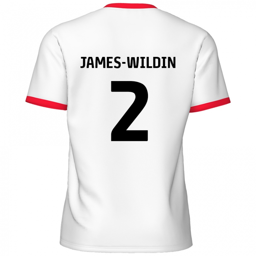 Niño Camiseta Luther James-Wildin #2 Blanco Rojo 1ª Equipación 2024/25 La Camisa México