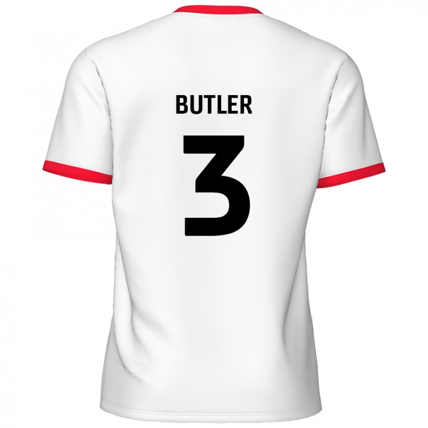 Niño Camiseta Dan Butler #3 Blanco Rojo 1ª Equipación 2024/25 La Camisa México