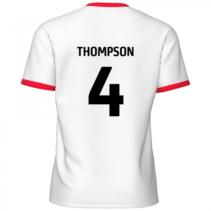 Niño Camiseta Nathan Thompson #4 Blanco Rojo 1ª Equipación 2024/25 La Camisa México