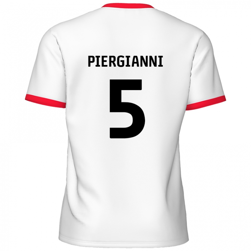 Niño Camiseta Carl Piergianni #5 Blanco Rojo 1ª Equipación 2024/25 La Camisa México