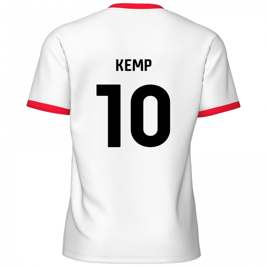 Niño Camiseta Dan Kemp #10 Blanco Rojo 1ª Equipación 2024/25 La Camisa México