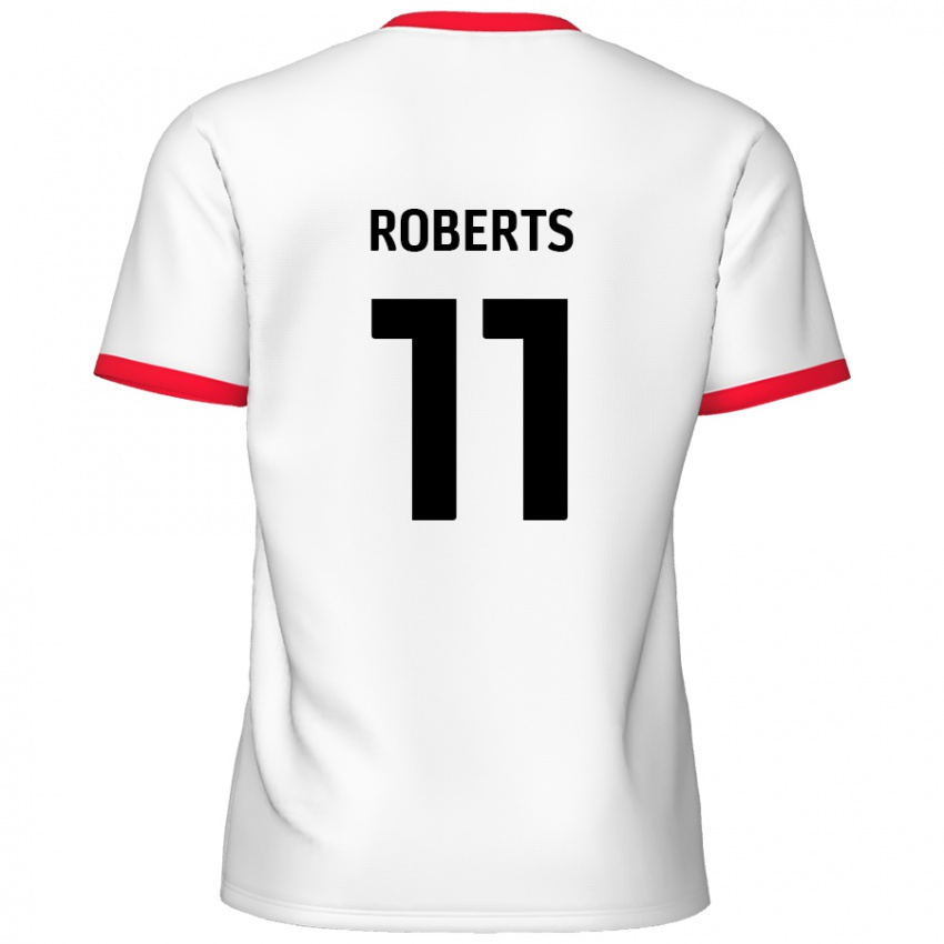 Niño Camiseta Jordan Roberts #11 Blanco Rojo 1ª Equipación 2024/25 La Camisa México