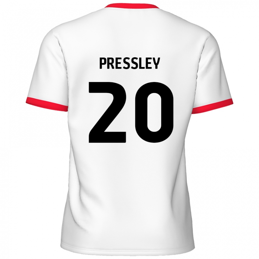 Niño Camiseta Aaron Pressley #20 Blanco Rojo 1ª Equipación 2024/25 La Camisa México