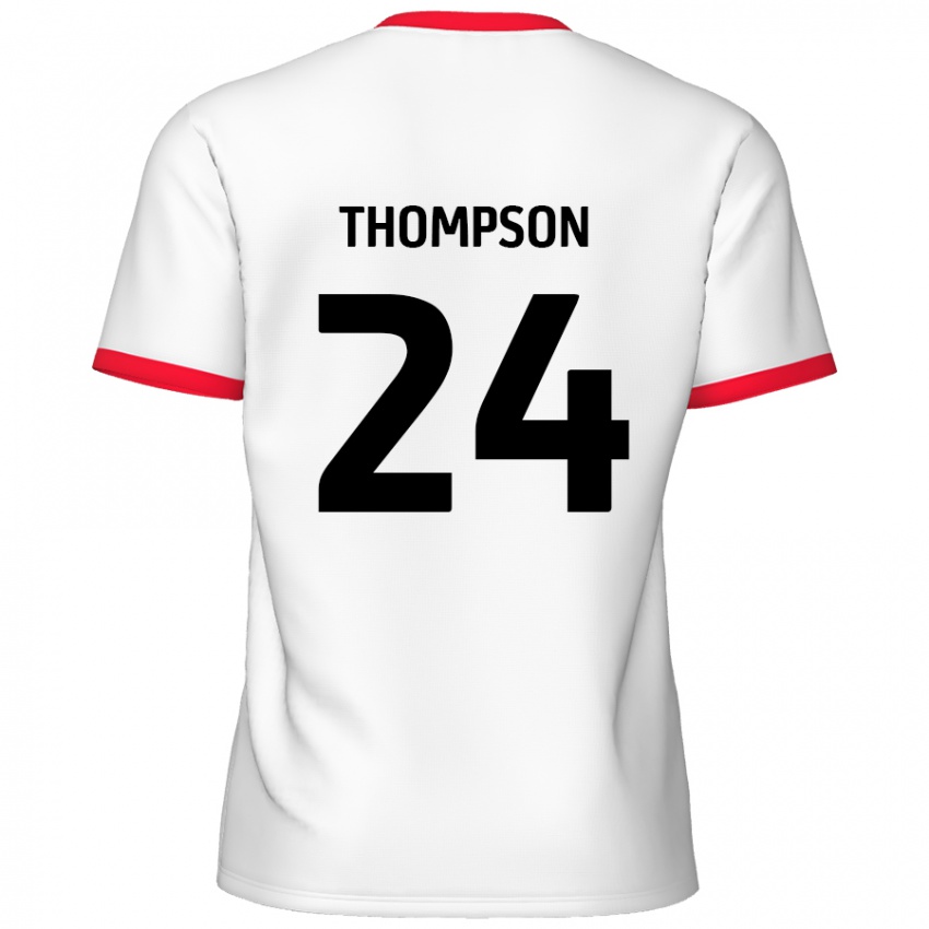 Niño Camiseta Ben Thompson #24 Blanco Rojo 1ª Equipación 2024/25 La Camisa México