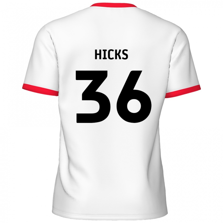 Niño Camiseta David Hicks #36 Blanco Rojo 1ª Equipación 2024/25 La Camisa México