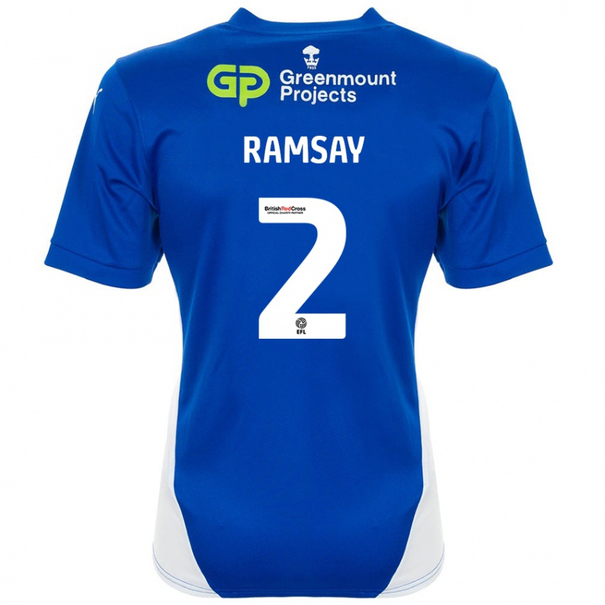 Niño Camiseta Calvin Ramsay #2 Azul Blanco 1ª Equipación 2024/25 La Camisa México