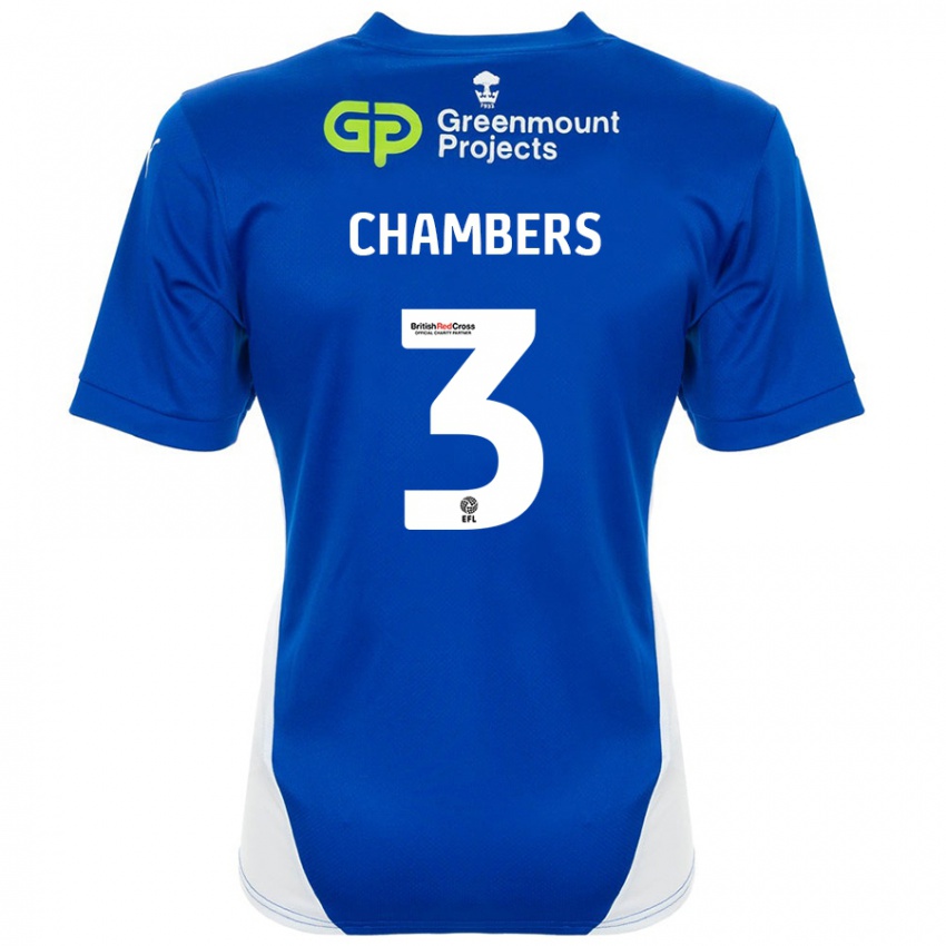 Niño Camiseta Luke Chambers #3 Azul Blanco 1ª Equipación 2024/25 La Camisa México