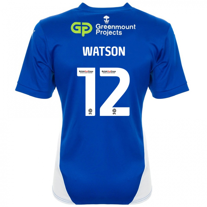 Niño Camiseta Tom Watson #12 Azul Blanco 1ª Equipación 2024/25 La Camisa México