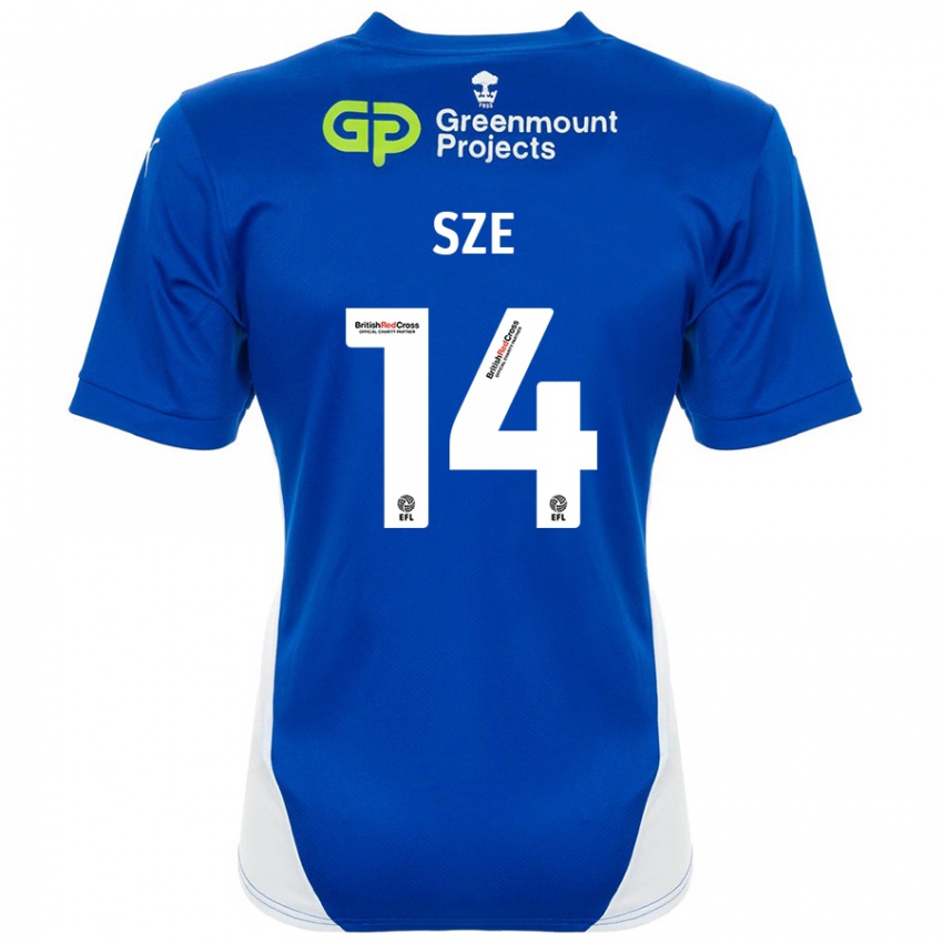 Niño Camiseta Chris Sze #14 Azul Blanco 1ª Equipación 2024/25 La Camisa México