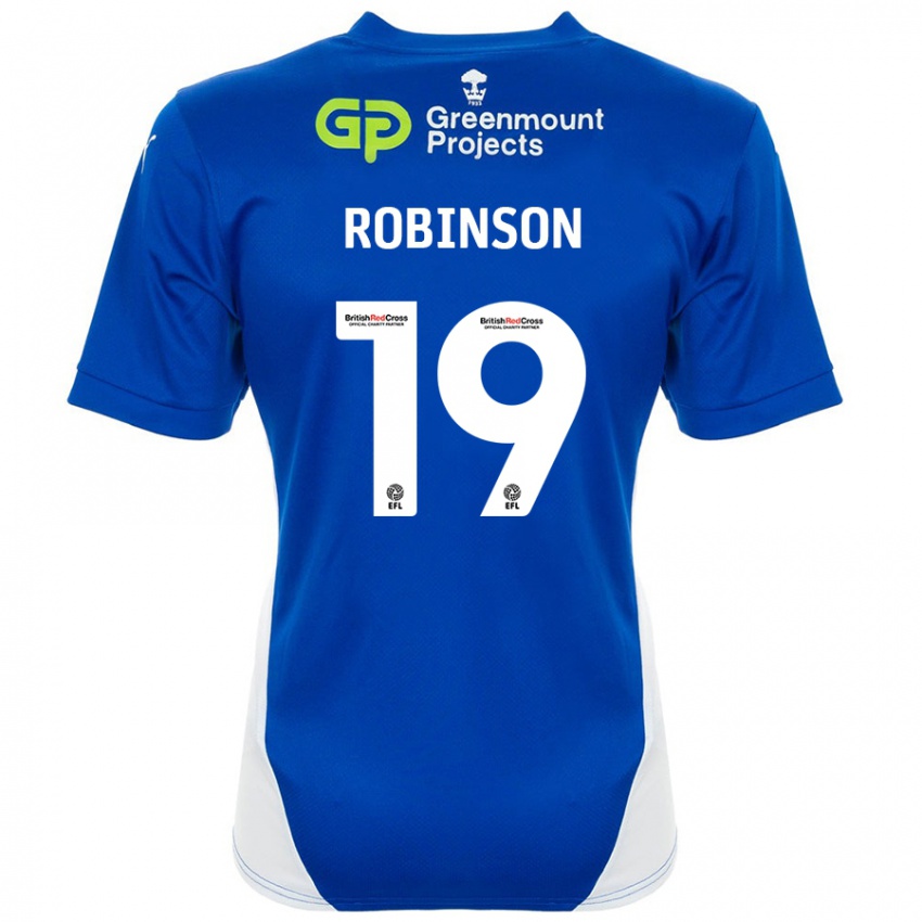 Niño Camiseta Luke Robinson #19 Azul Blanco 1ª Equipación 2024/25 La Camisa México