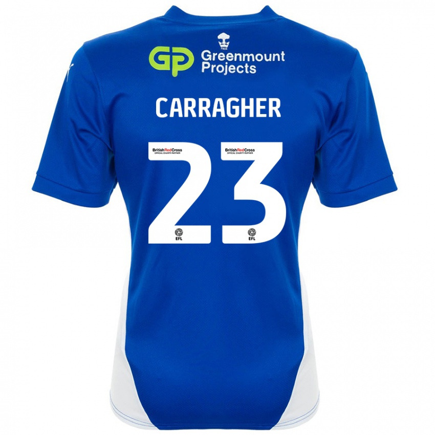 Niño Camiseta James Carragher #23 Azul Blanco 1ª Equipación 2024/25 La Camisa México