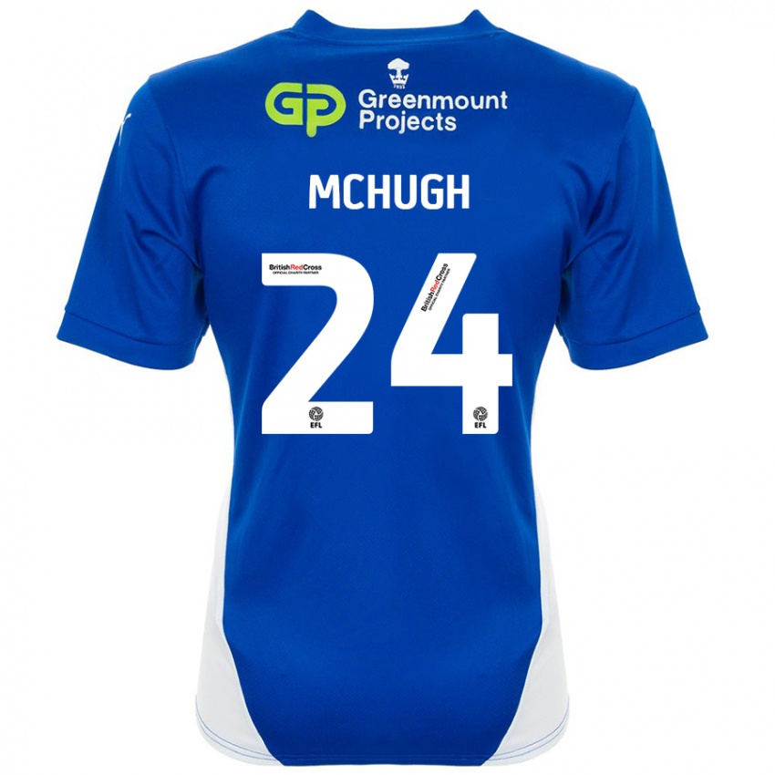 Niño Camiseta Harry Mchugh #24 Azul Blanco 1ª Equipación 2024/25 La Camisa México