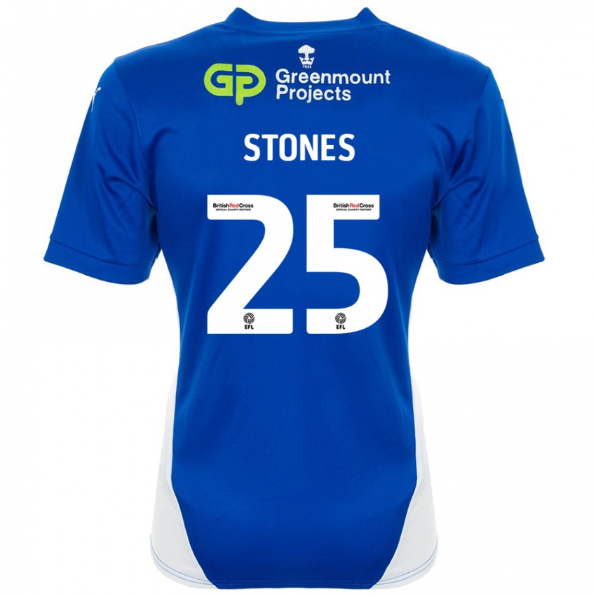 Niño Camiseta Josh Stones #25 Azul Blanco 1ª Equipación 2024/25 La Camisa México