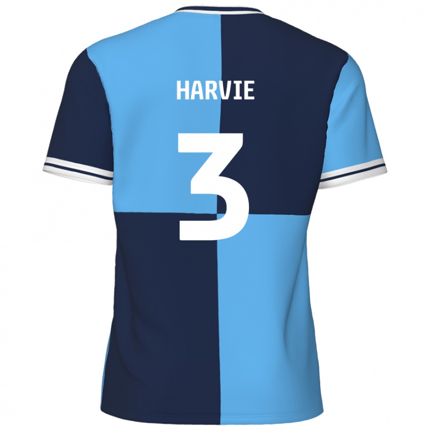 Niño Camiseta Daniel Harvie #3 Azul Cielo Azul Oscuro 1ª Equipación 2024/25 La Camisa México